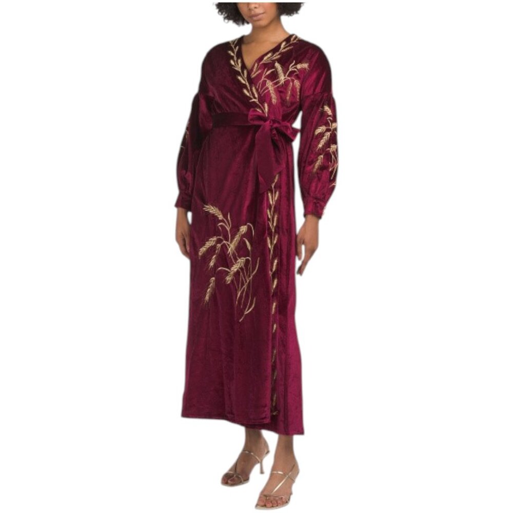 DALIA MACPHEE Long Sleeve Embroidered Maxi Dress